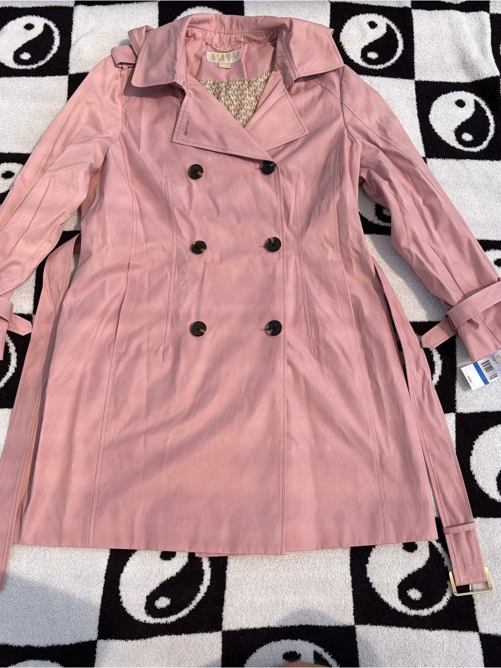 Michael Kors Dusty Pink Double-Breasted Trench Coat